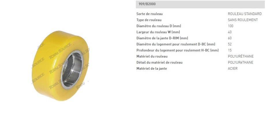 Roue stabilisatrice 100 mm pour transpalette de préparation de commande en entrepôt