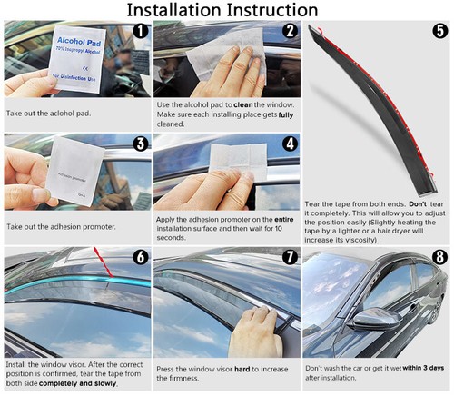 Fits 22-25 Volkswagen MK8 GTI & Golf R Window Visors Vent Rain Guard Deflector - Picture 7 of 7