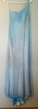 Tiffany Designs - Pacific Blue One Shoulder Ball Gown Dress Size 4