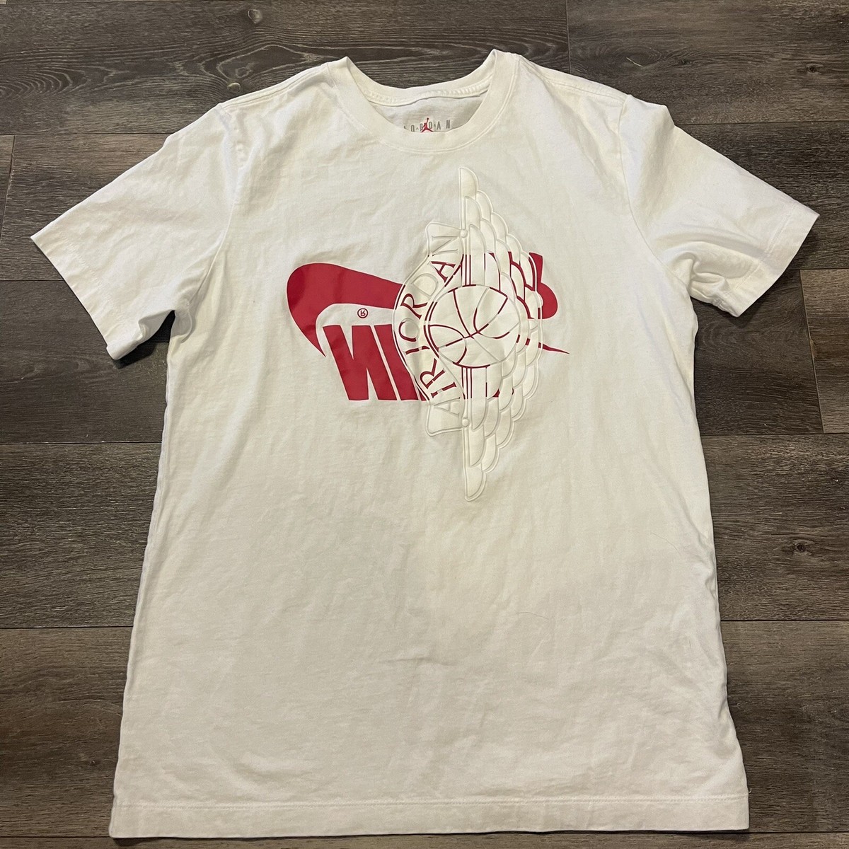 nike air red and white shirt