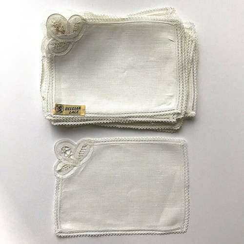 Set of 23 Vintage Small White Dainty Rectangular Hankies w/Belgian Lace Edge - 第 1/8 張圖片
