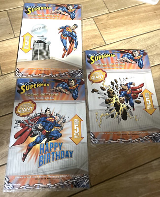Superman Asteroid Add-Ons Backdrop Wall Scene Setter Good Indoor  Outdoor 3 SETS