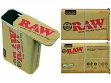 2x RAW Metal Slide Tin Storage Container Rolling Papers Lighter Small Portable