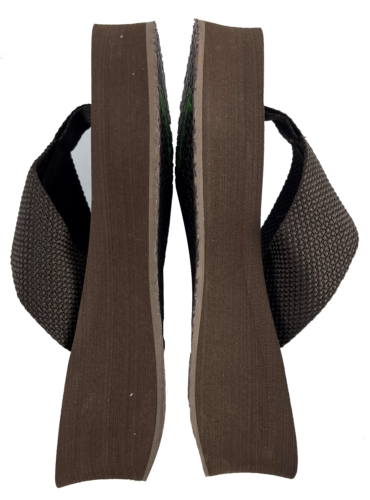 Gypsy Soule - 2" CUÑA Chanclas Tanga Sandalias Tacón Lona - MARRÓN CHOCOLATE - Imagen 7 de 12