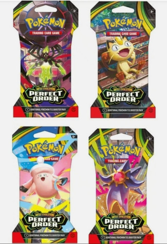 (Lot of 4) Pokemon Mega Evolution Perfect Order Sleeved Booster Pack #1