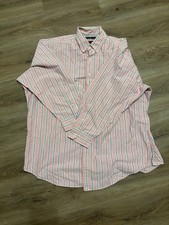 Polo Ralph Lauren Men's Dress Shirt Pink Striped, Yarmouth, Oxford, 17.5 32/33
