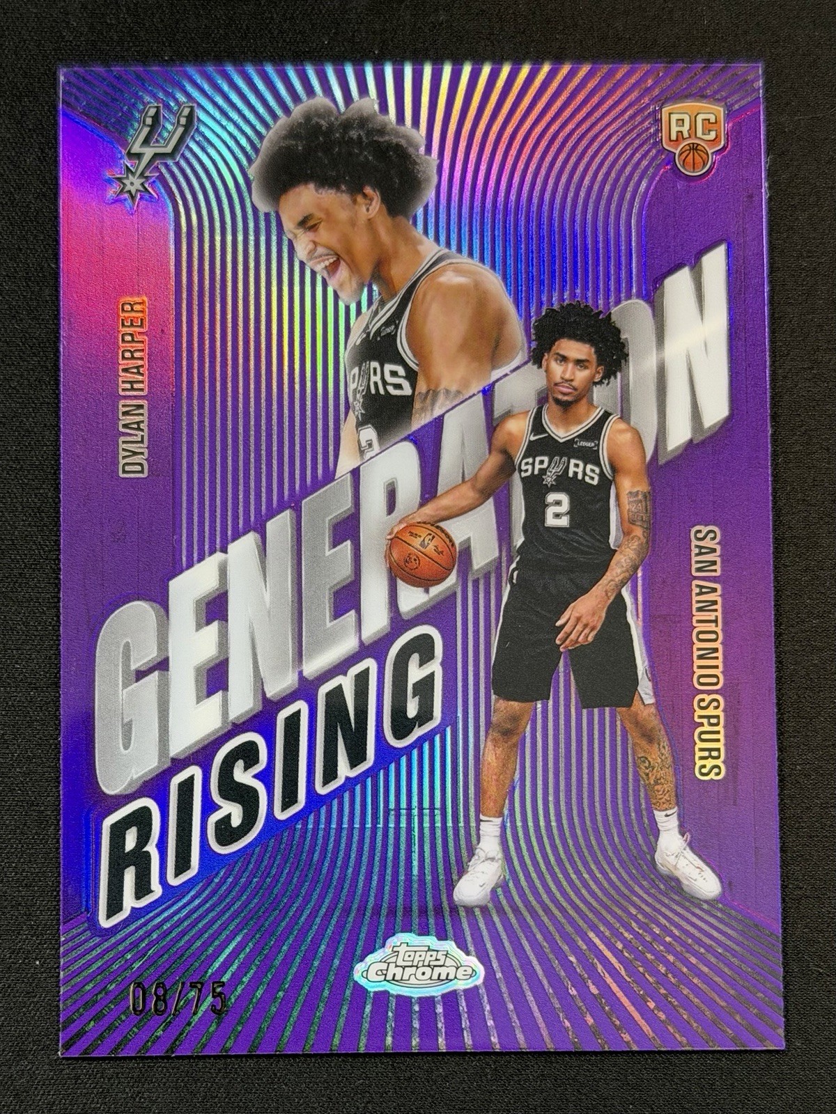 2025-26 Topps Chrome - Dylan Harper Generation Rising Purple Refractor /75 (RC)