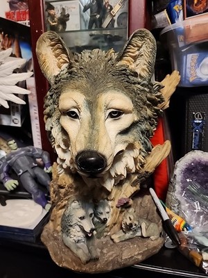 Wolf Head Statue 15 Inches Tall