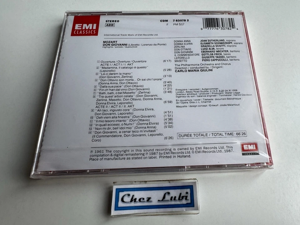 Mozart - Don Giovanni - Carlo Maria Giulini - CD - 1987 - Neuf Blister - Photo 2/2
