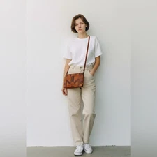 Lucky Brand Vintage Brown Leather Crossbody Bag
