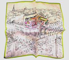 21"X21"Green Garden Print Pure Mulberry Satin Silk12momme Scarf 53x53cm5-161