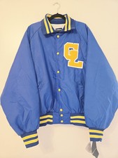 NUOVO Vintage Holloway Nylon Varsity Giacca Logo Ciniglia Made In USA Uomo XXXL Blu