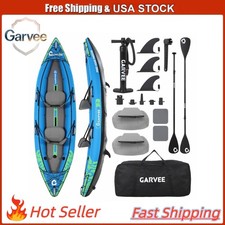 450LBS 2 Person Inflatable Kayak 12.5FT Fishing Kayak Padded Seats 3 Fins Hand