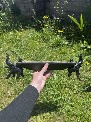 Vintage Holz Elefant 3 Teelichter Kerzenhalter rustikal asiatisch Deko