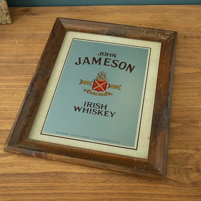 Vtg John Jameson Whisky Advertising Bar Mirror Framed 14''x  16''