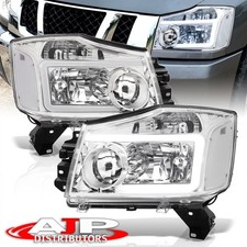 Chrome Driving Led Tube Head Lights Lamps For 2004-2015 Nissan Titan -07 Armada