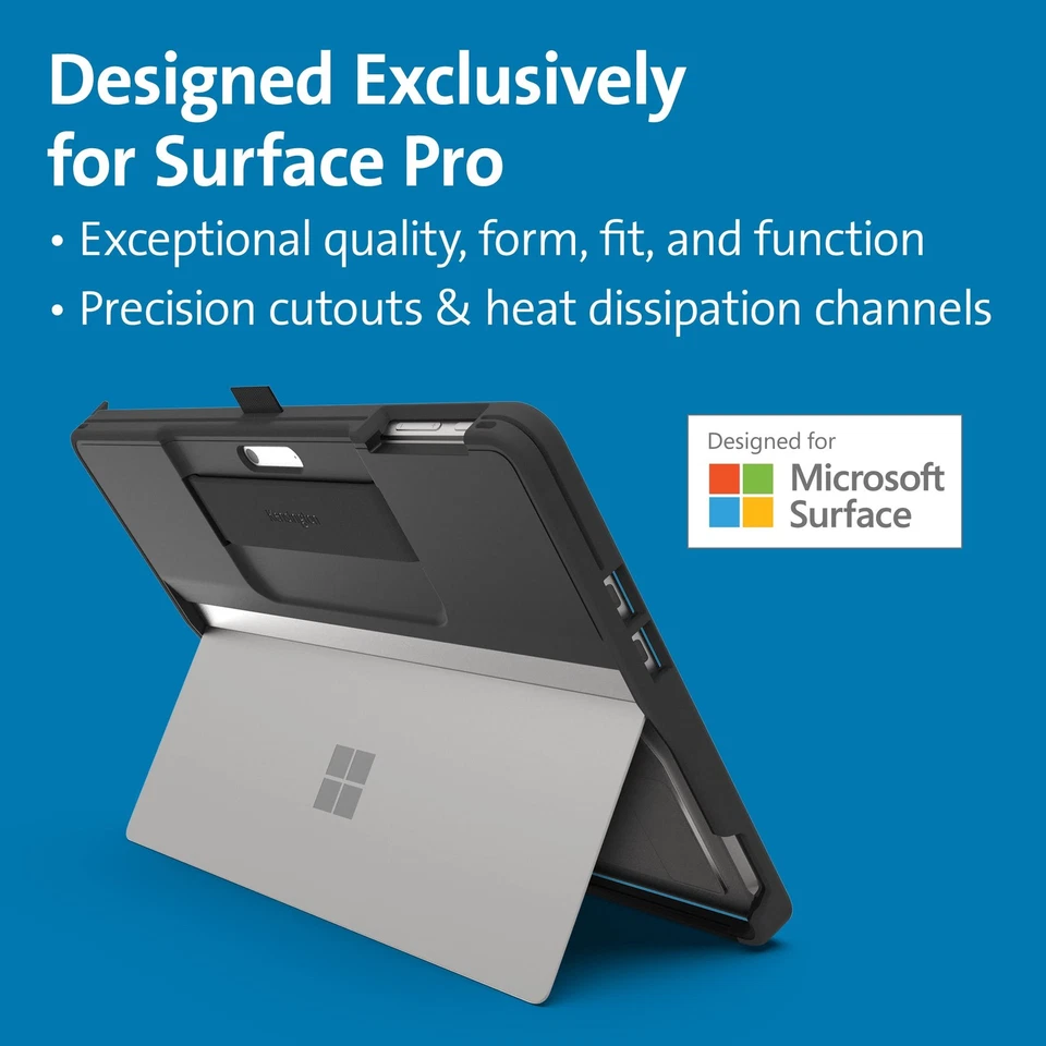 Estojo de transporte Kensington BlackBelt robusto Microsoft Surface Pro 9 preto K96540WW - Imagem 2 de 4