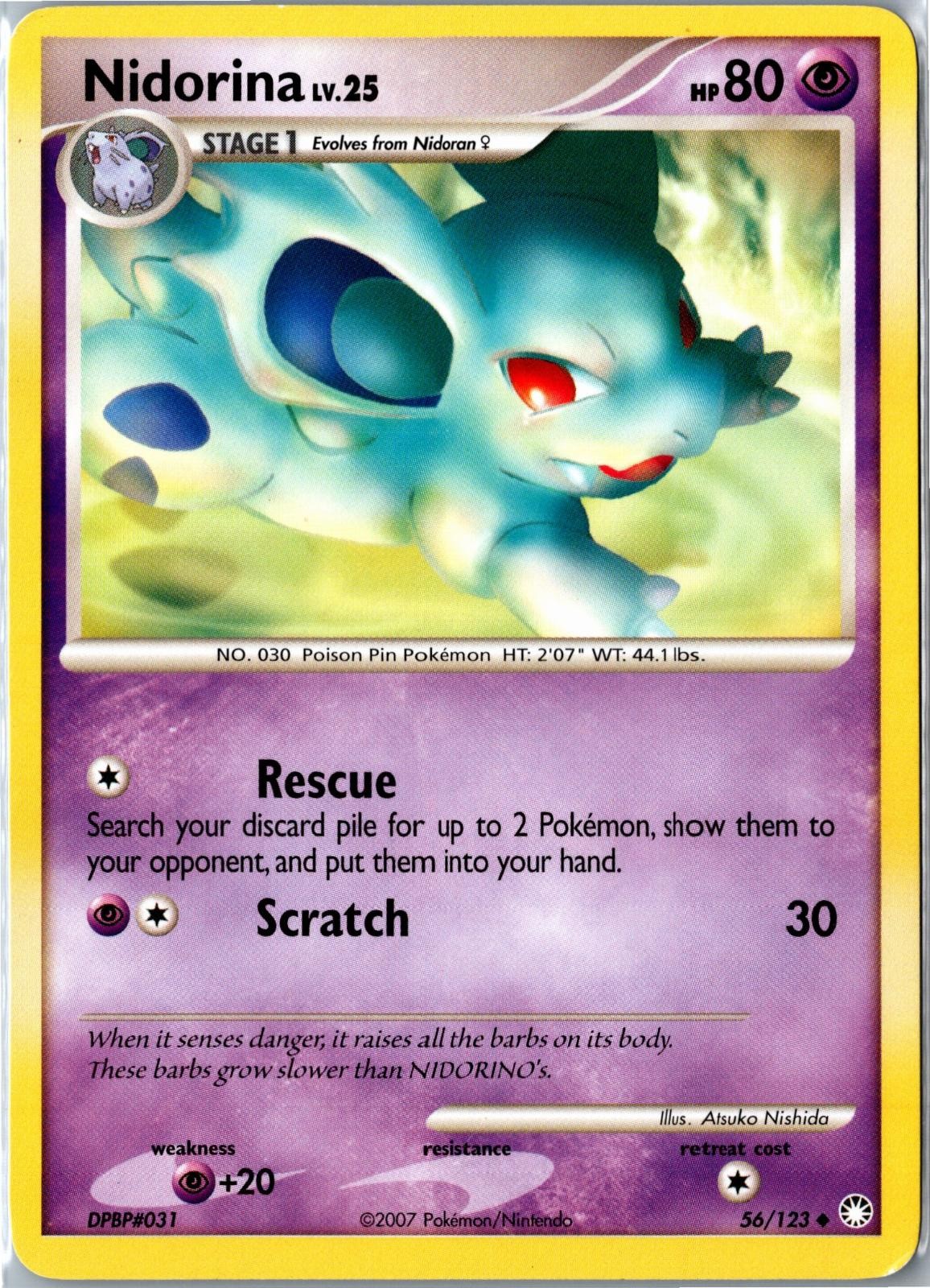 Pokemon Card - Nidorina 56/123 Mysterious Treasures Uncommon Heavily Played