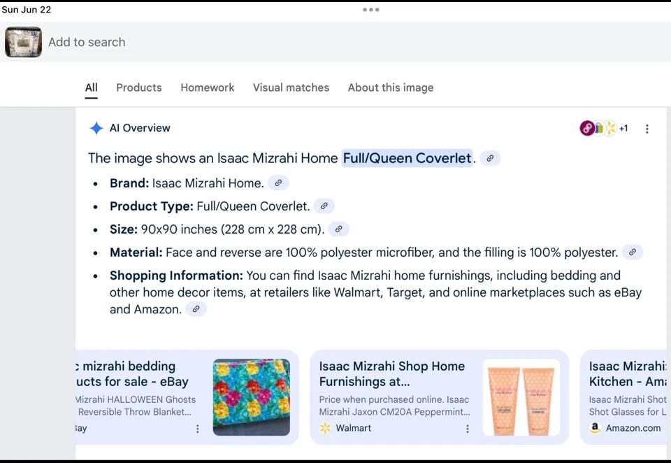 Cobertura Isaac Mizrahi NOVA colcha de flores padrão azul e branco aposentada - Imagem 2 de 2