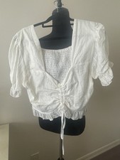 Women's White Cotton Eyelet Peasant Top unused.