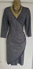 Phase Eight silver sparkly shimmer stretchy party wrap jumper dress size 12