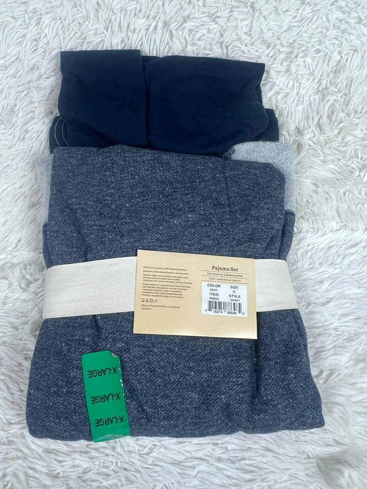 Conjunto de pijama Tommy Bahama 2 peças masculino GG azul marinho gola redonda cordão calça 229901 - Imagem 2 de 4