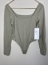 NWT Lululemon 88 Sz S Ultra Soft NULU Square Neck Long Sleeve Bodysuit Gray NEW