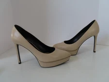 Saint Laurent Beige Leather Janis Platform Pumps/Shoes Size 38/US 8