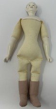 Vintage Porcelain China Head Arms Legs Doll Cloth Body 13 1/2" Ann Decker Orig