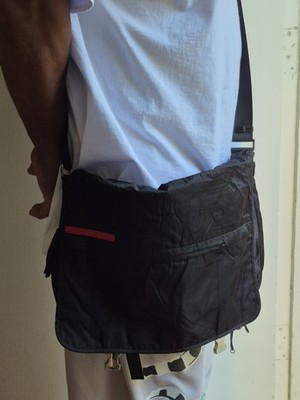 Prada Black Nylon Laptop Carryall Men's Messenger Crossbody Bag | eBay