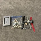 Costume Jewelry Lot Random Storage Unit Find 4 Watches Knife Earrings Necklace
