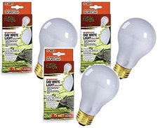  3 Pack  Incandescent Reptile Bulb, Day White Light  Heat, 75 Watts