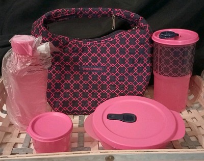 Tupperware Pink Diamond Lunch Bag Set With Thirstquake Flip Top 30 Oz Tumbler