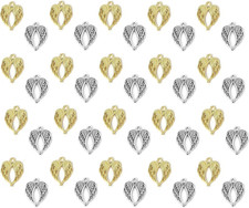 Angel Wings Pendant Charm - 100 Pack 50 Silver, 50 Gold Toned DIY Jewelry Maki