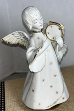 Schmid Brothers Porcelain Rotating Angel Tambourine Music Box.Silent Night -675