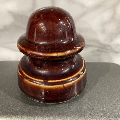 Porcelain or Ceramic  Brown Electric Power Pole Insulator 3  Antique/Vintage 