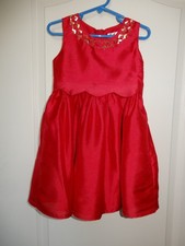 TEA Collection Dark Red Polyester Silk Dress with Sequins - Chalk Girls 4-5