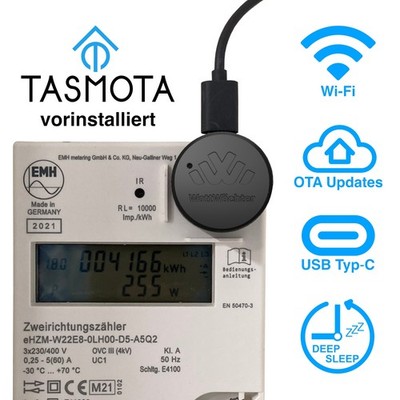 WattWächter Wi-Fi/USB Gen.2 | IR Lesekopf | Tasmota | Stromzähler | Smart Meter