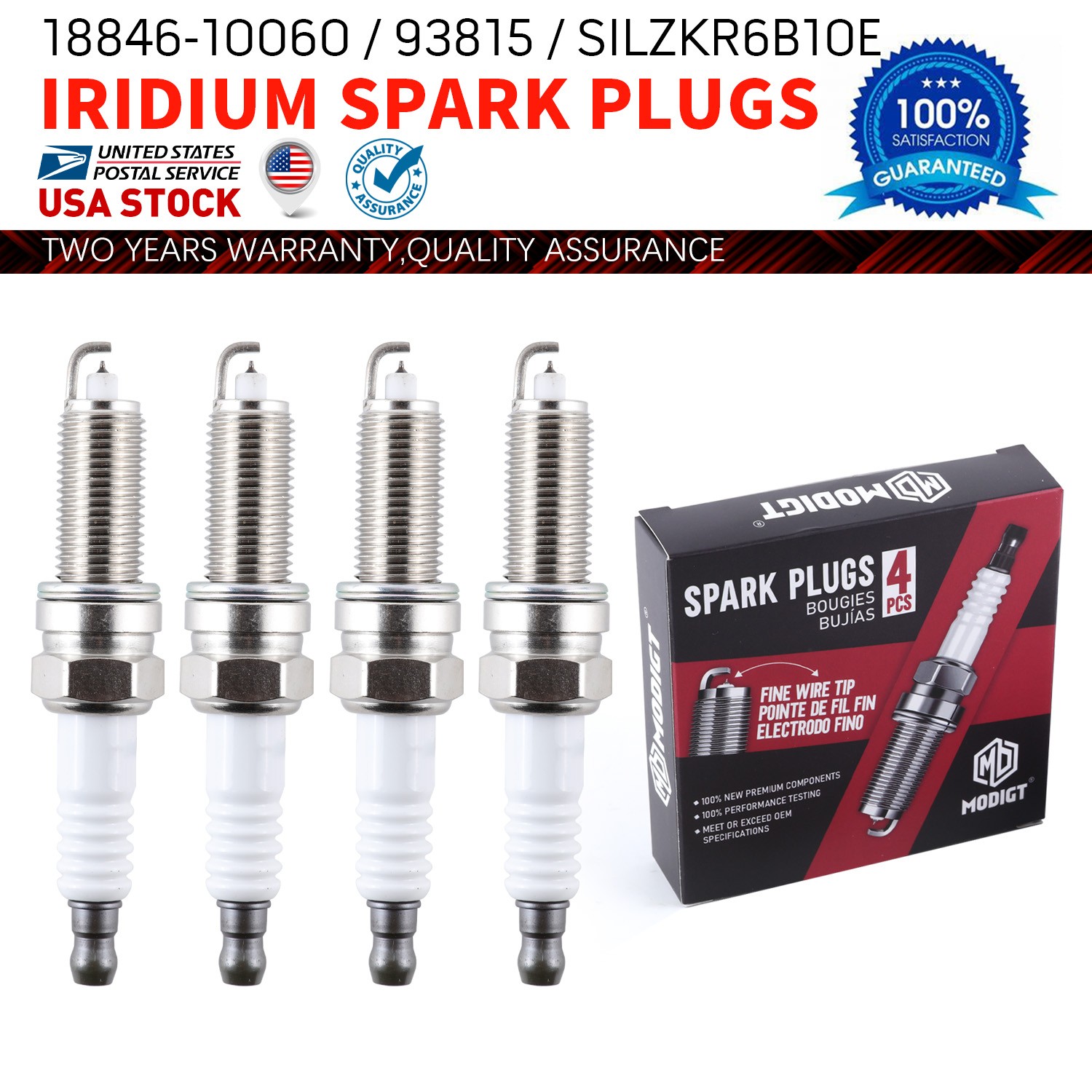 Set of 4 For NGK SILZKR6B10/93815 Laser Iridium Spark Plugs For Hyundai  Kia