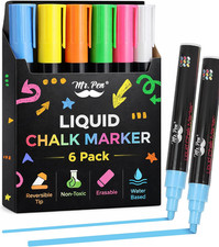 - Liquid Chalk Markers, 6 Pack, Reversible Tip, Vibrant Colors, Erasable Chalk M