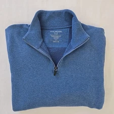 Mack Weldon Ace Half Zip Pullover Ice Storm Heather Blue Men's XL 1/4 Zip
