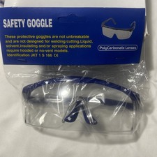 1 Pair Safety Glasses / Goggles Polycarbonate Lens Individually Wrapped