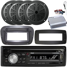 Pyle 1-DIN Boat CD Radio W/Kit  Adapter, 4x 6.5'' 120W Max Speakers, Amplifier