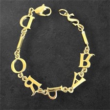 Christian Dior Gold Logo Bracelet Chain Elega...