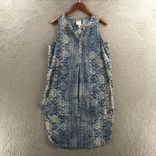 Knox Rose Shift Hi-Low Dress Womens M Blue Paisley Print Sleeveless Pullover