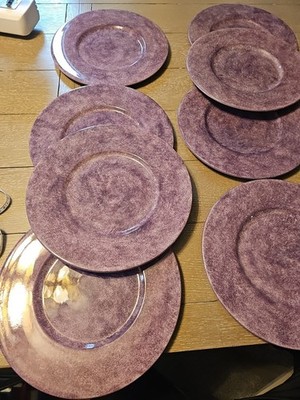 *8* Este for Gump's Italy Purple Sponge Ceramic Charger Service Plates 12 5/8''