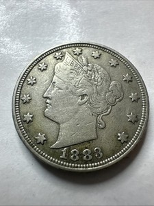 1883 Liberty Nickel, V Nickel, No Cents, Choice AU++
