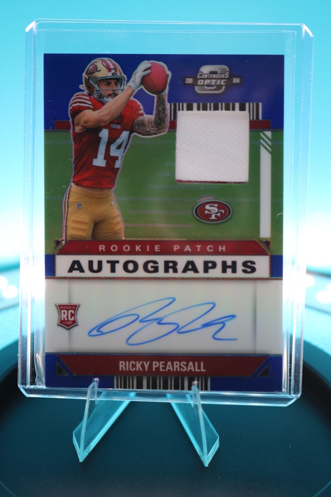2024 Contenders Optic Blue Prizm- RICKY PEARSALL RC Rookie RPA 45/50 - 49ers