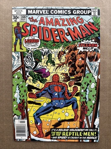 The Amazing Spider-Man #166 FN- Stegron & The Lizard App Marvel Comic