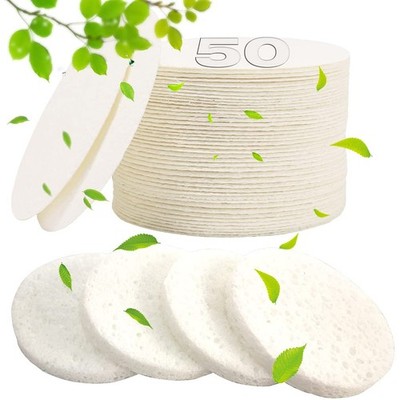 METUUTER 50 PCS Compressed Facial Sponges for 1 Count (Pack of 50), White 